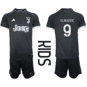 Juventus Dusan Vlahovic #9 Dětské Alternativní dres komplet 2023-24 Krátký Rukáv (+ trenýrky)